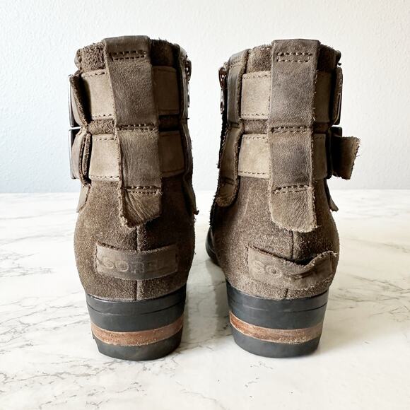 Sorel Lolla Waterproof Dusty Olive Green Leather Ankle Boot Women’s Size 7.5 - Picture 6 of 12